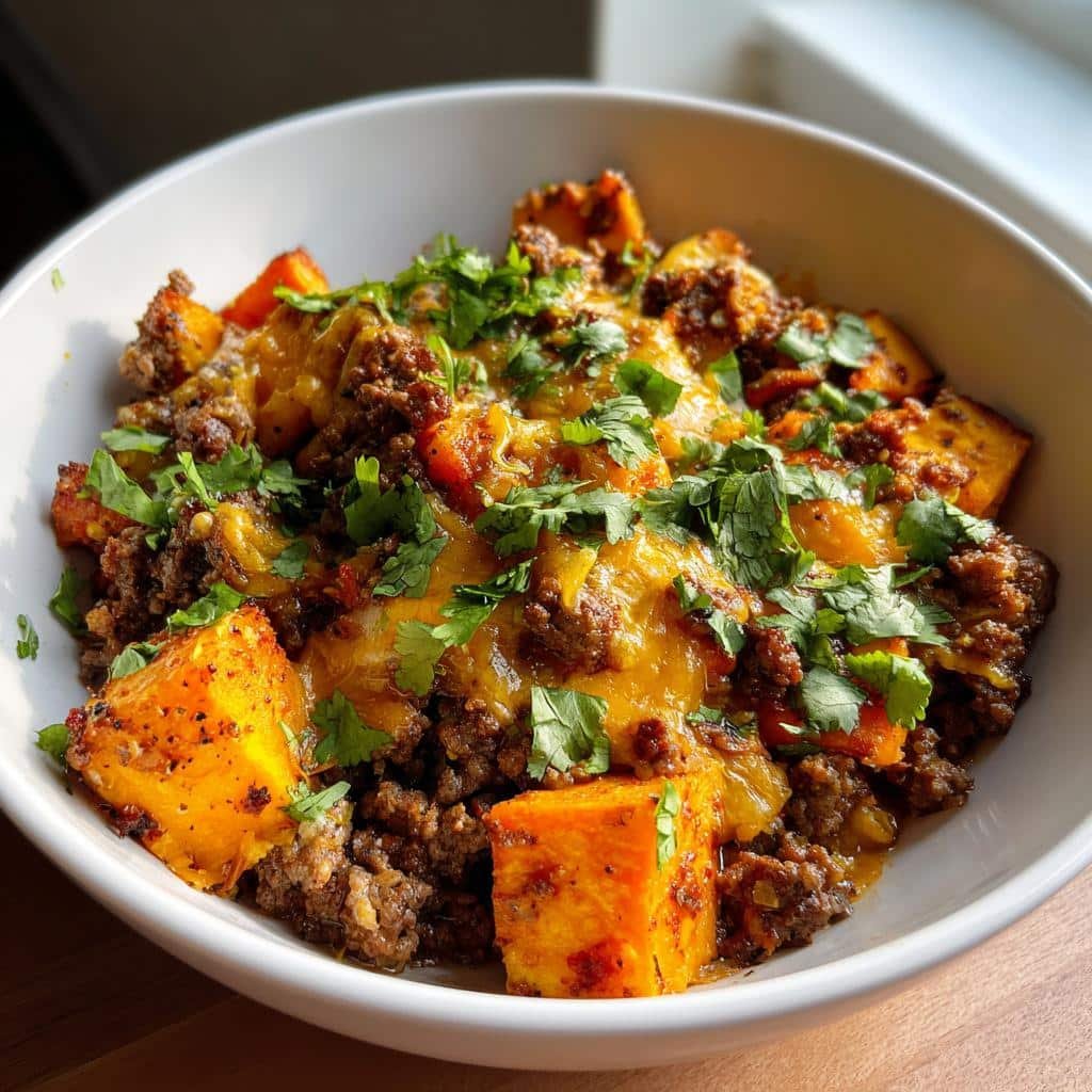 Air Fryer Southwest Beef and Sweet Potato Skillet