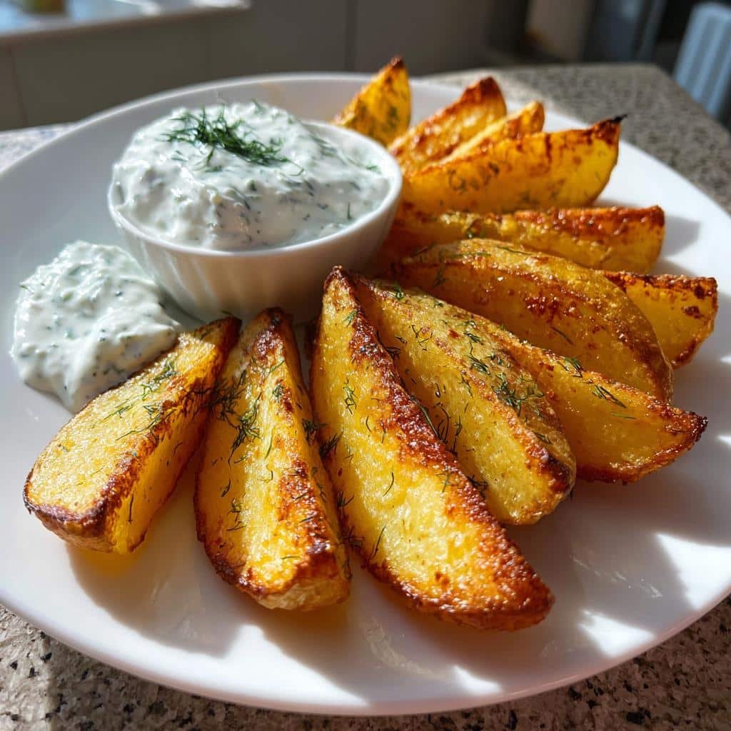 Crispy 2-Ingredient Air Fryer Wedges with Heavenly Tzatziki 4 Air Fryer Wedges with Tzatziki Sauce - detail 1