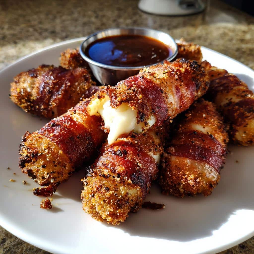 BBQ Bacon-Wrapped Mozzarella Sticks - detail 1