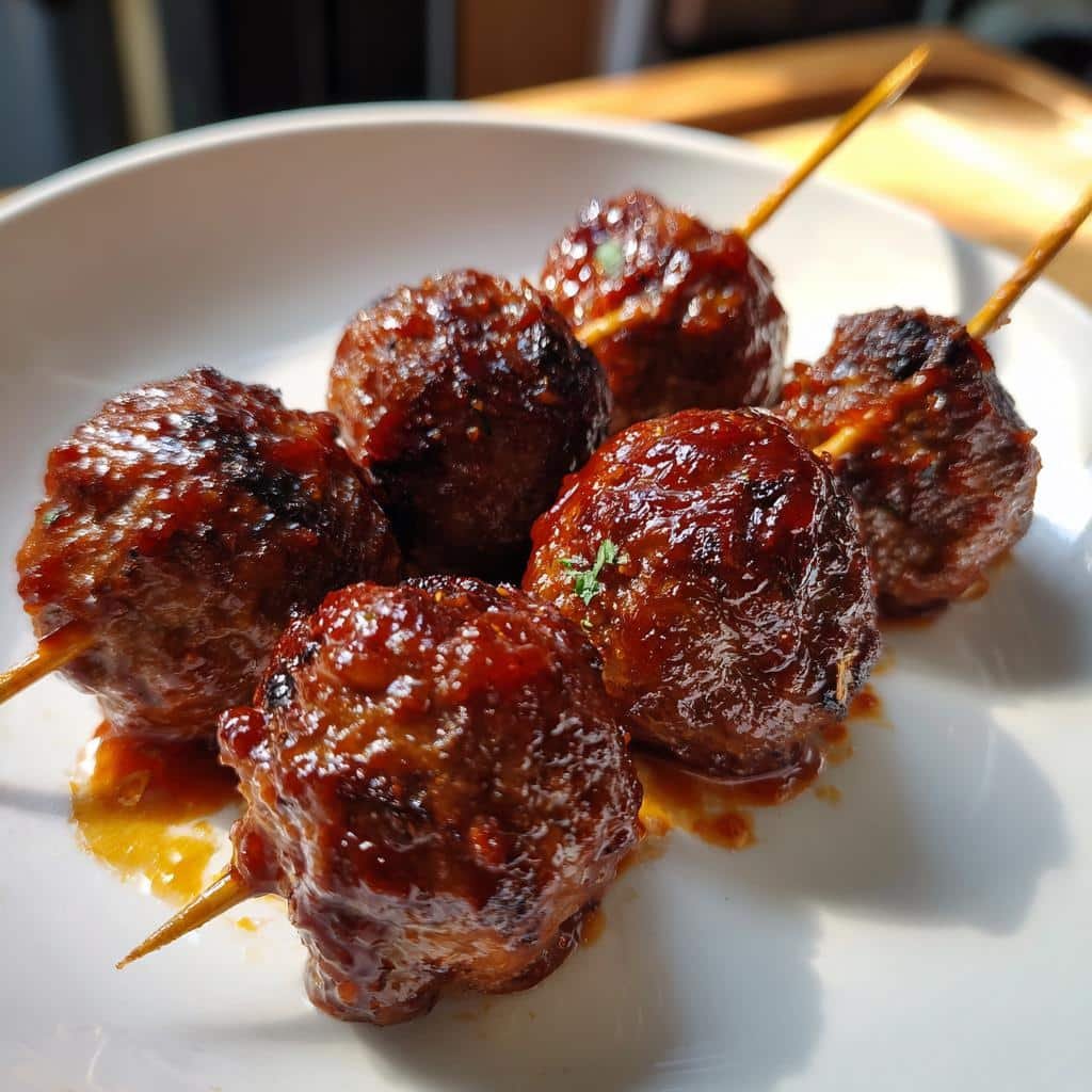 BBQ meatball bite skewers (air fryer)