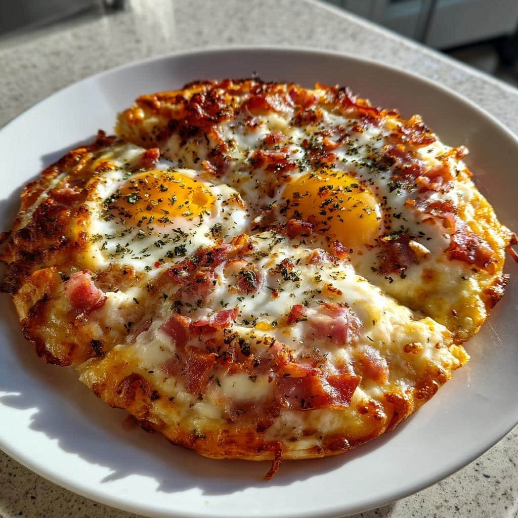 Canadian Bacon Breakfast Pizza
