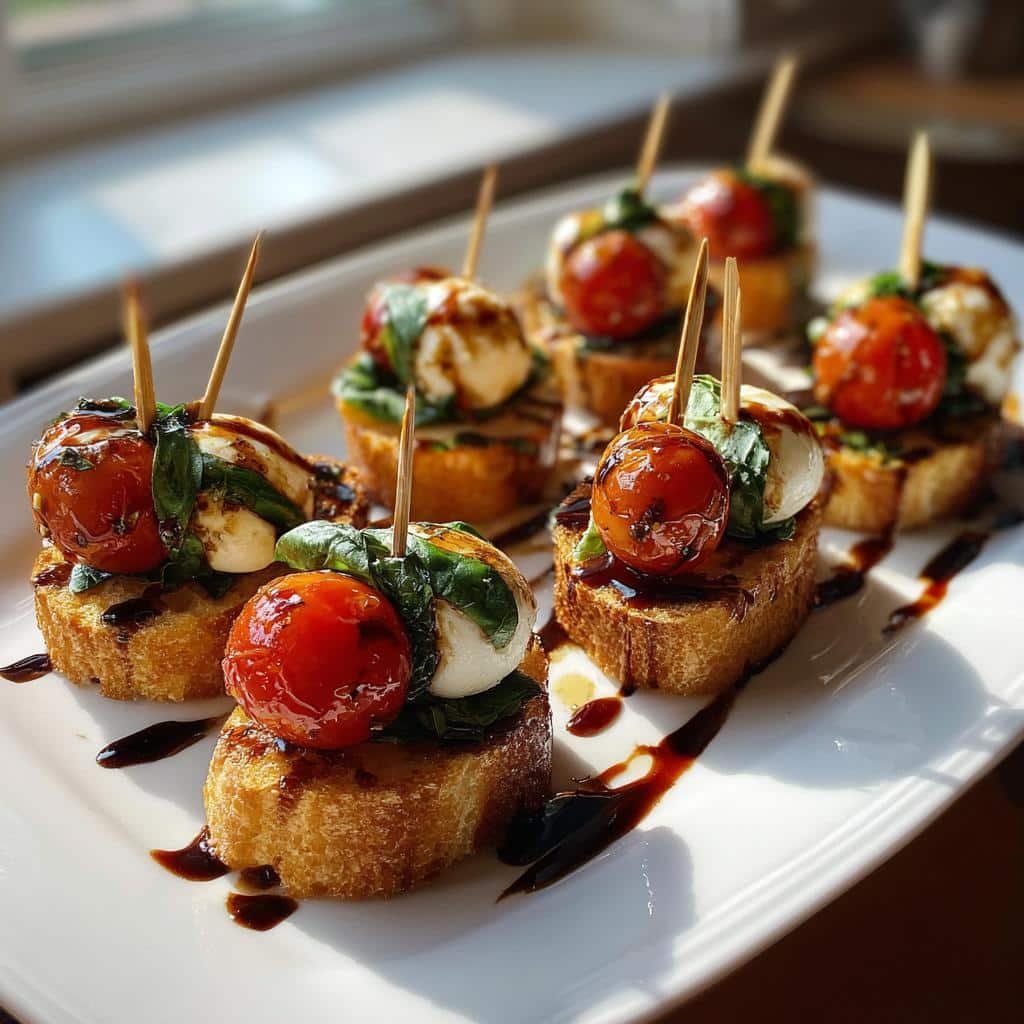 Caprese skewer bites (air fryer crostini)