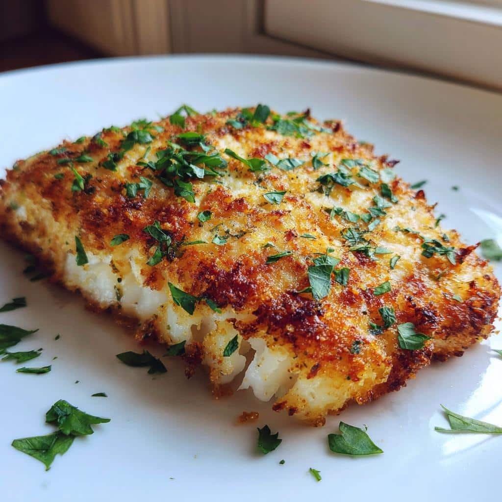 Garlic Parmesan Crusted Halibu