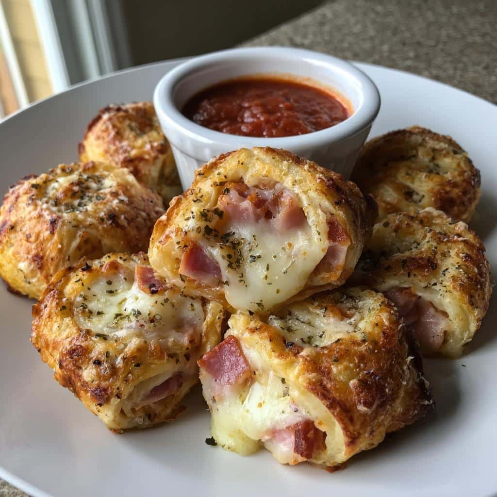 Ham & cheese pizza roll bites (air fryer)