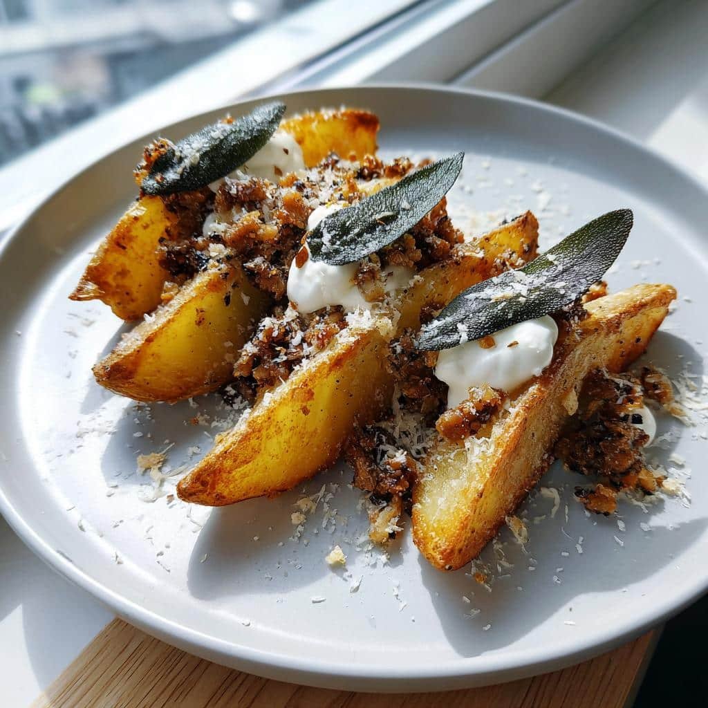 Irresistible Loaded Wedges with Black Garlic & Crispy Sage 4 Loaded Wedges with Black Garlic & Crispy Sage - detail 1