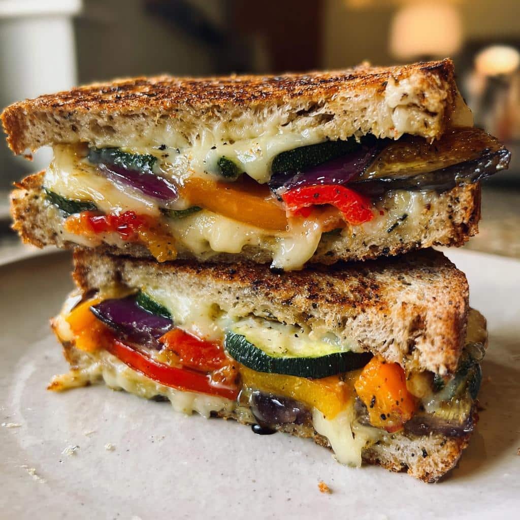 Roasted Veggie Mozzarella Sandwich