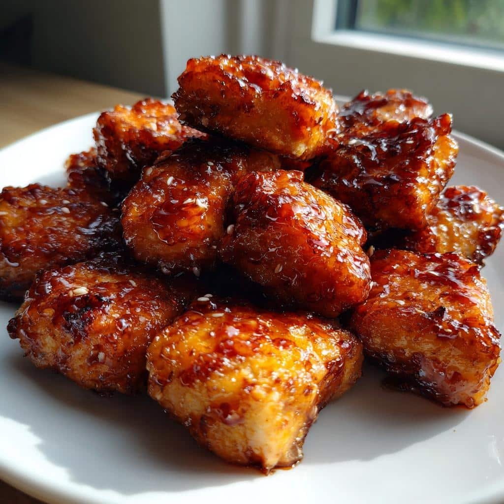 10-Minute Crispy Teriyaki Salmon Bite Nuggets Recipe 4 Salmon bite nuggets (air fryer, teriyaki) - detail 1