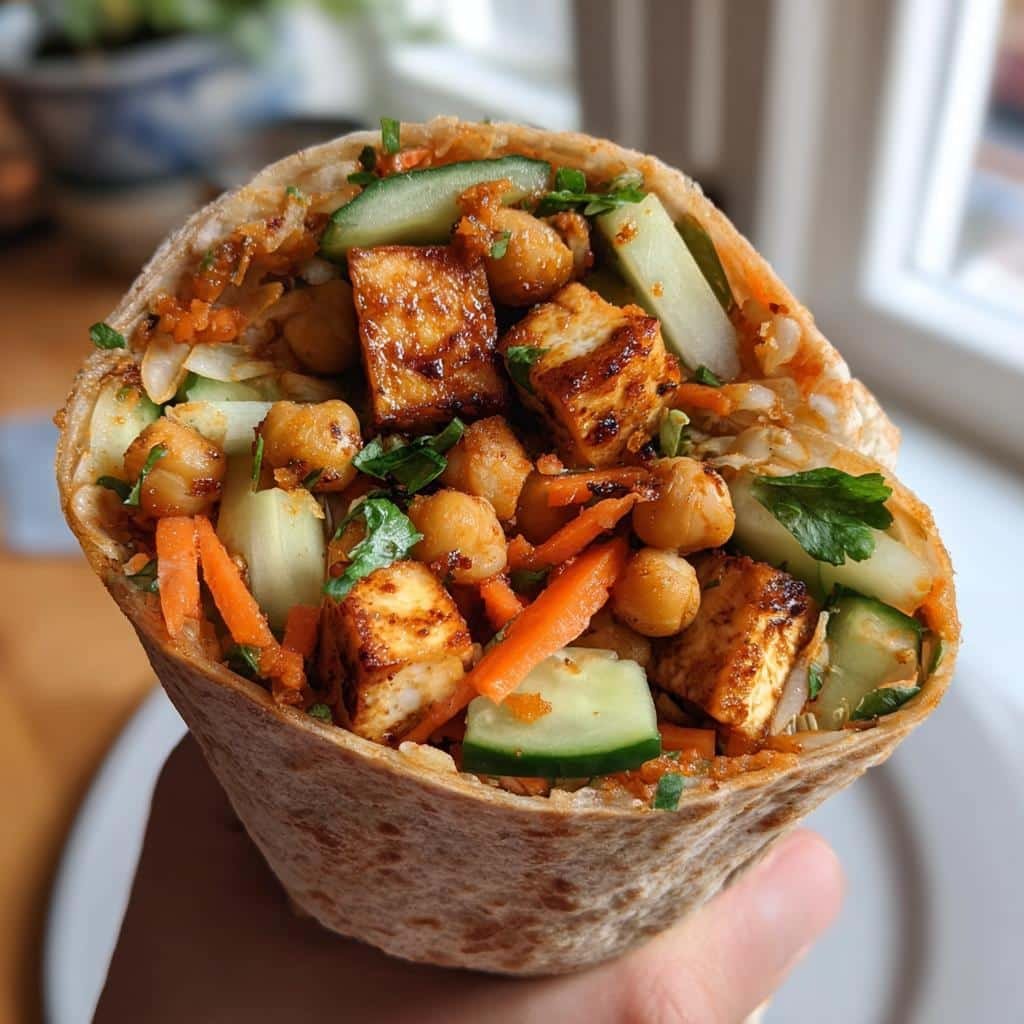 Thai-Inspired Tofu Chickpea Wraps