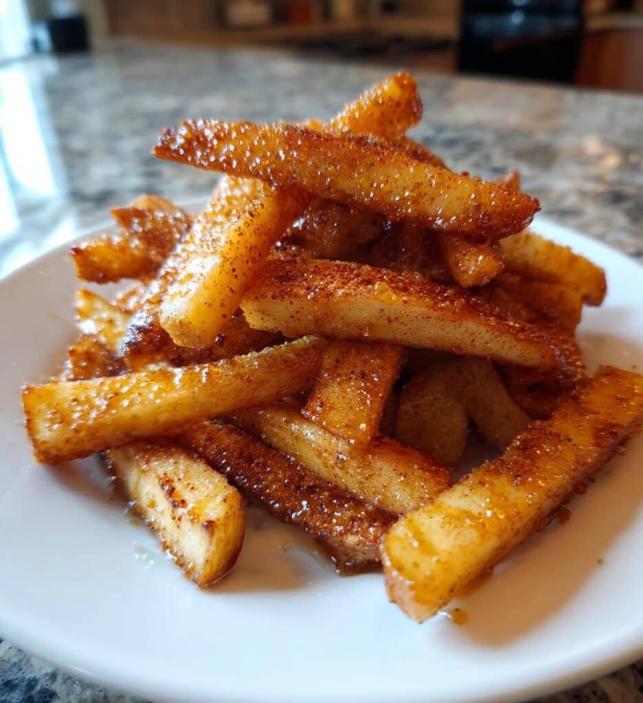 Air Fryer Apple Fries with Honey Drizzle