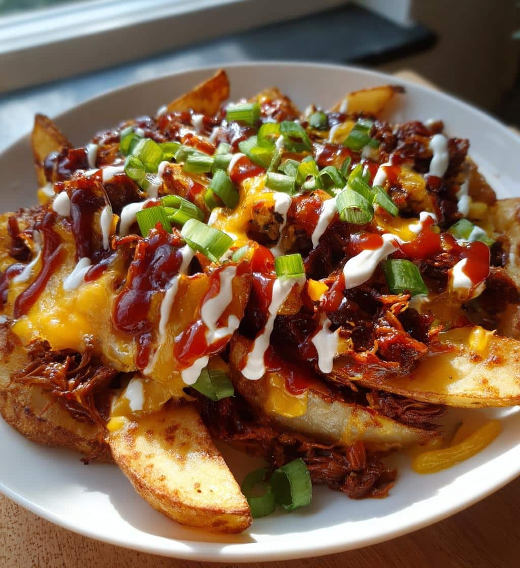 Air Fryer BBQ Pulled Pork Loaded Wedges