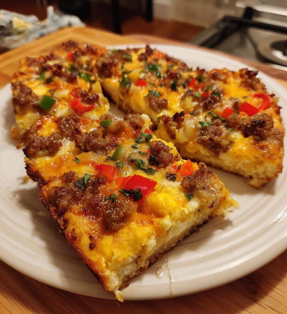 Air Fryer Breakfast Sausage & Egg Skillet Pizza