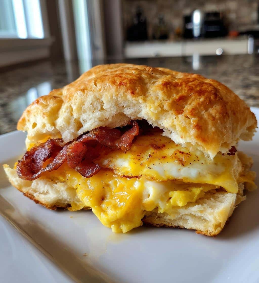 Air Fryer Canned Biscuit Breakfast Sandwich - detail 1