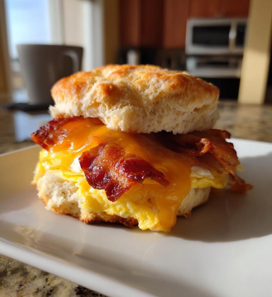 Air Fryer Canned Biscuit Breakfast Sandwich