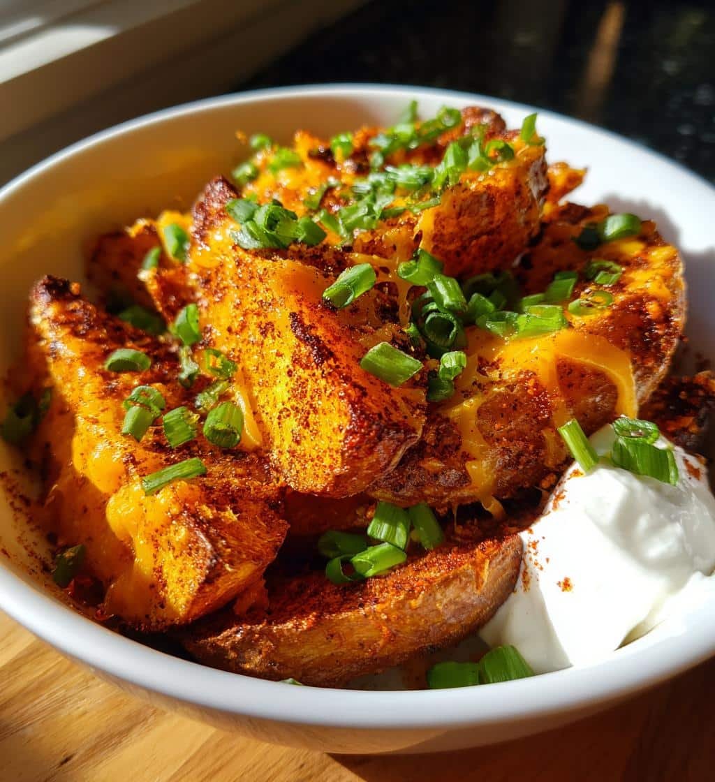 Air Fryer Chili Cheese Wedges Skillet