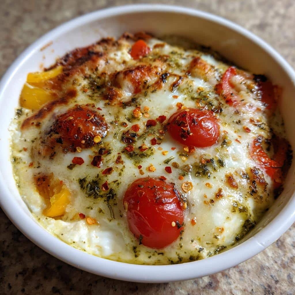 Air Fryer Cottage Cheese Pizza Bowl Pesto