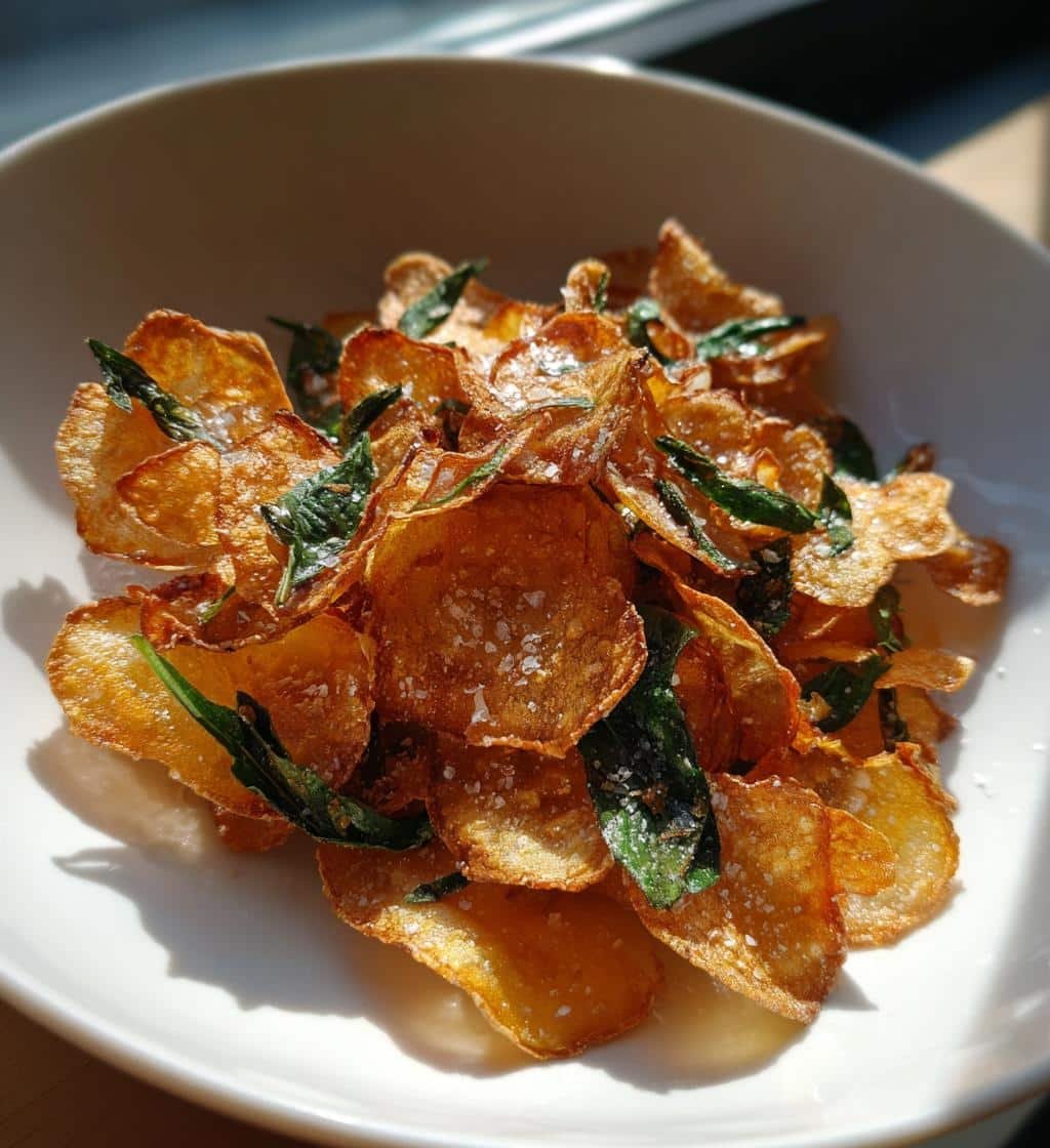 Air Fryer Crispy Garlic & Basil Chips
