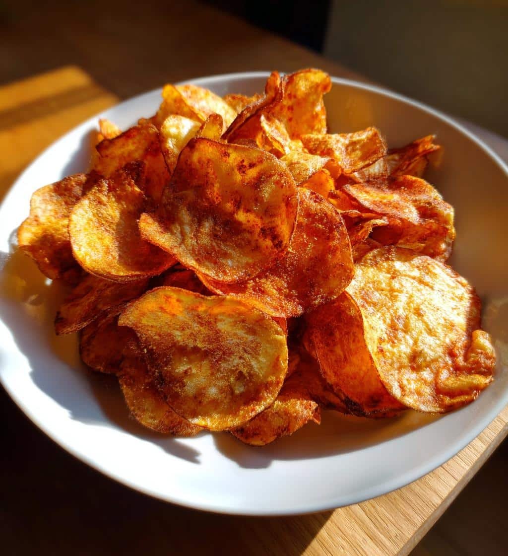Air Fryer Crispy Hot Sauce Potato Chips