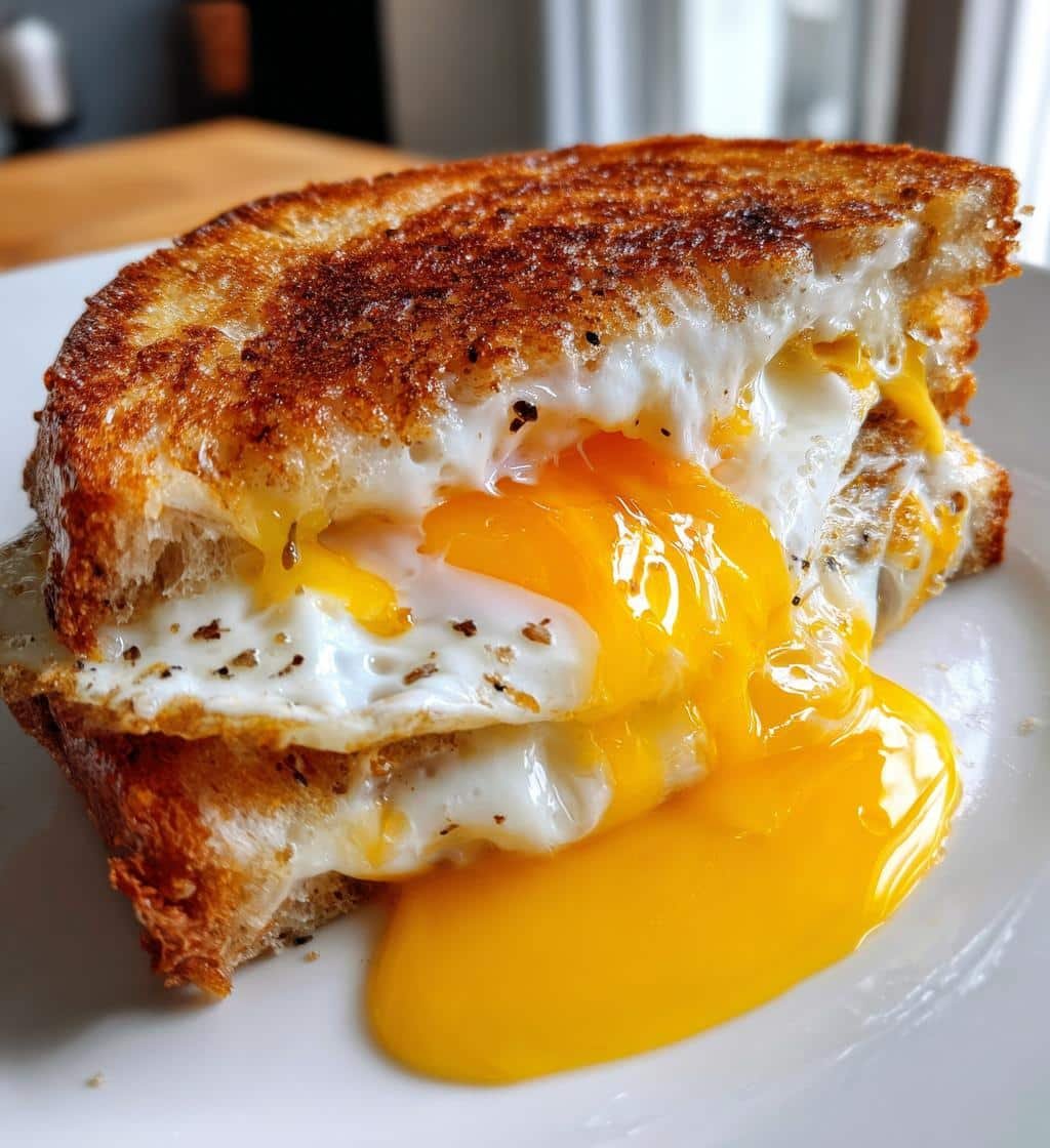 Air Fryer Grilled Cheese with Fried Egg