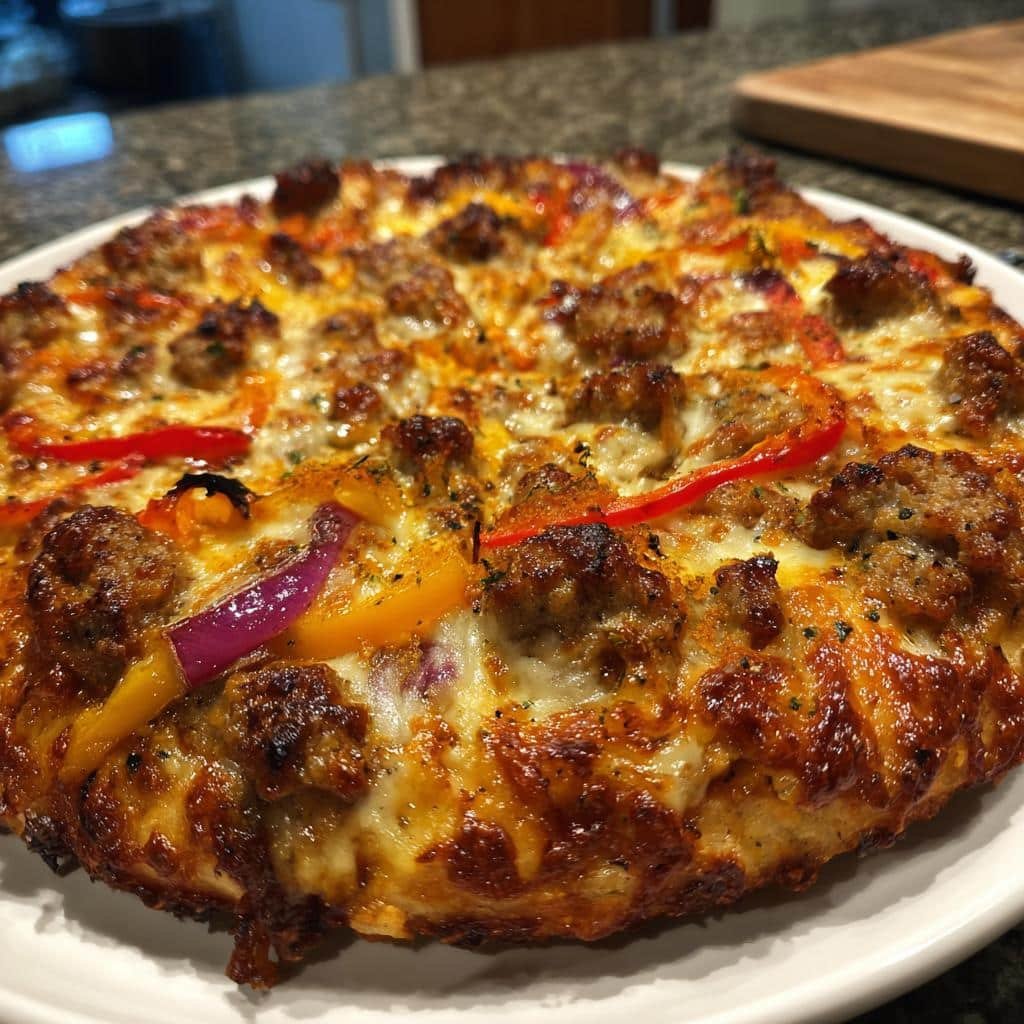 Air Fryer Homemade Cajun Spiced Sausage Pizza
