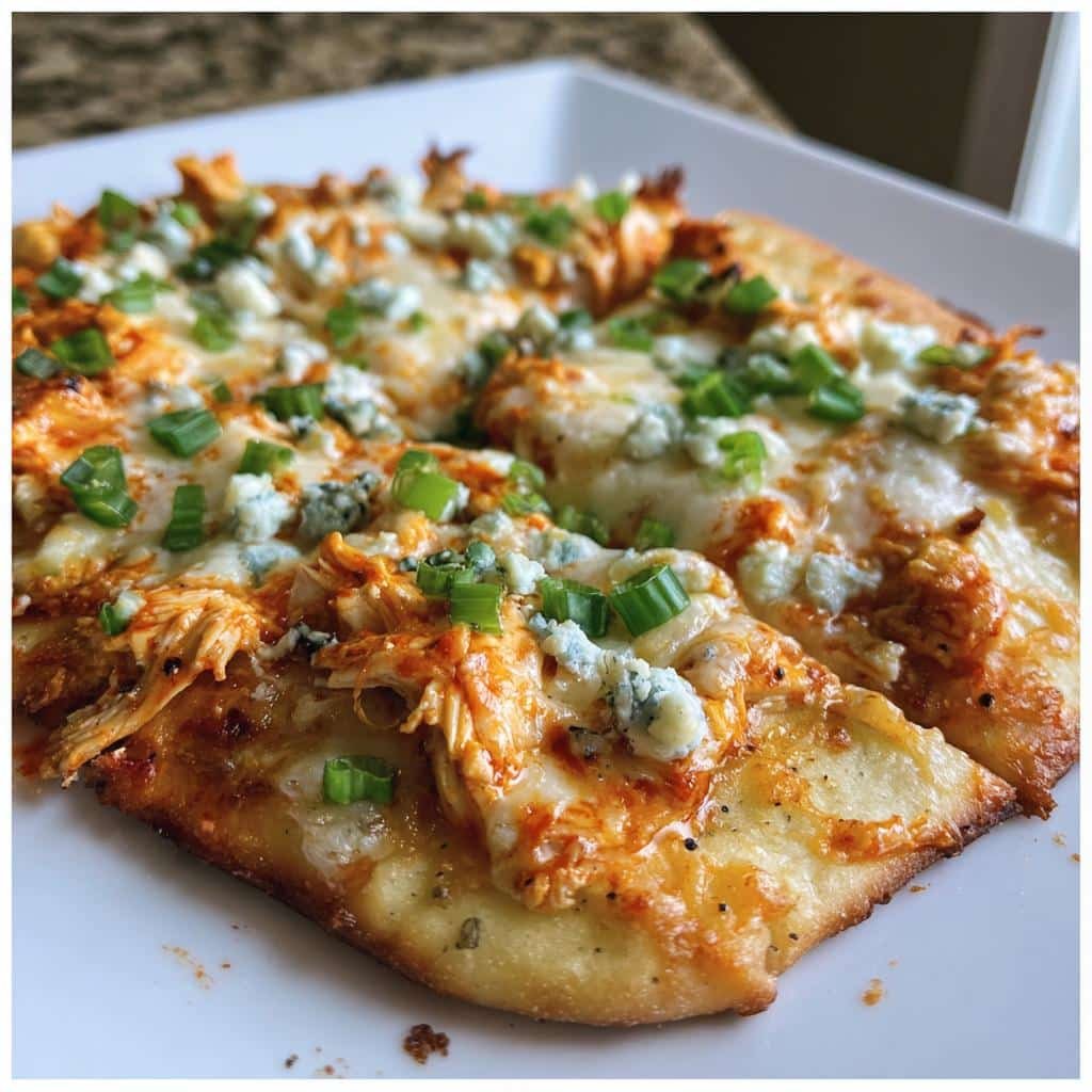 Air Fryer Homemade Naan Flatbread Pizza Buffalo