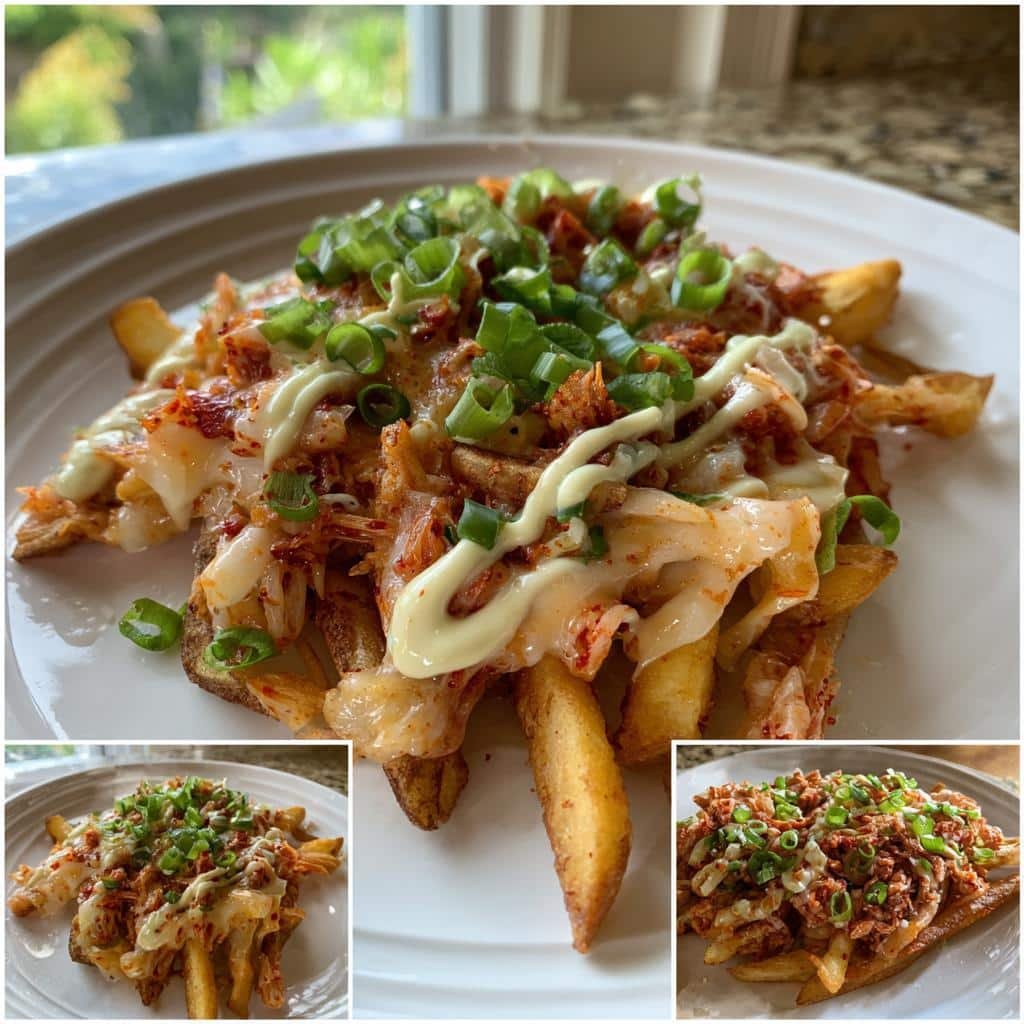 Air Fryer Loaded Kimchi & Cheese Fries - detail 1