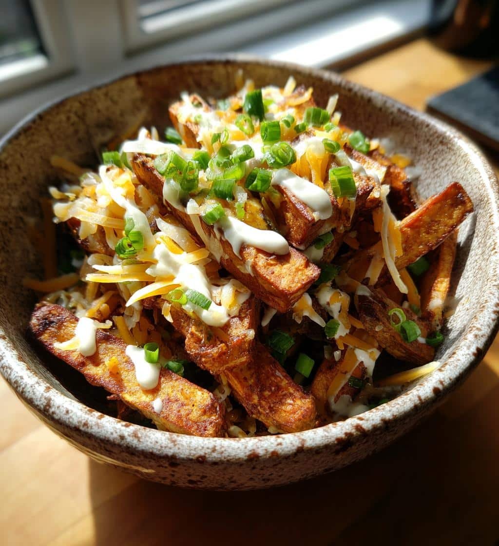Air Fryer Loaded Marinated Tofu Fries