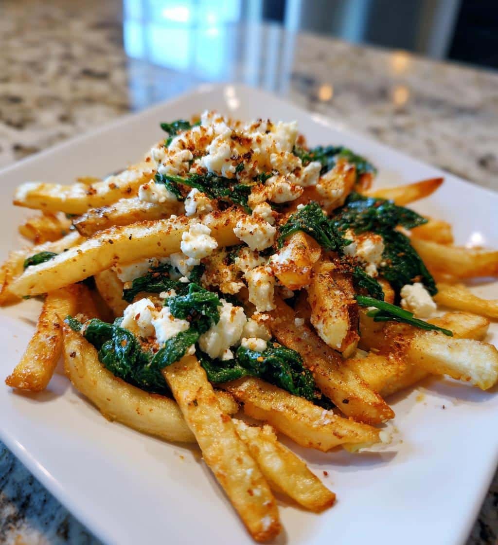 Air Fryer Quick Loaded Feta Spinach Fries - detail 1