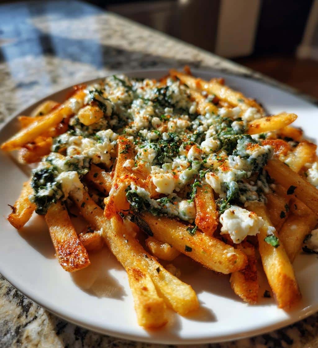 Air Fryer Quick Loaded Feta Spinach Fries