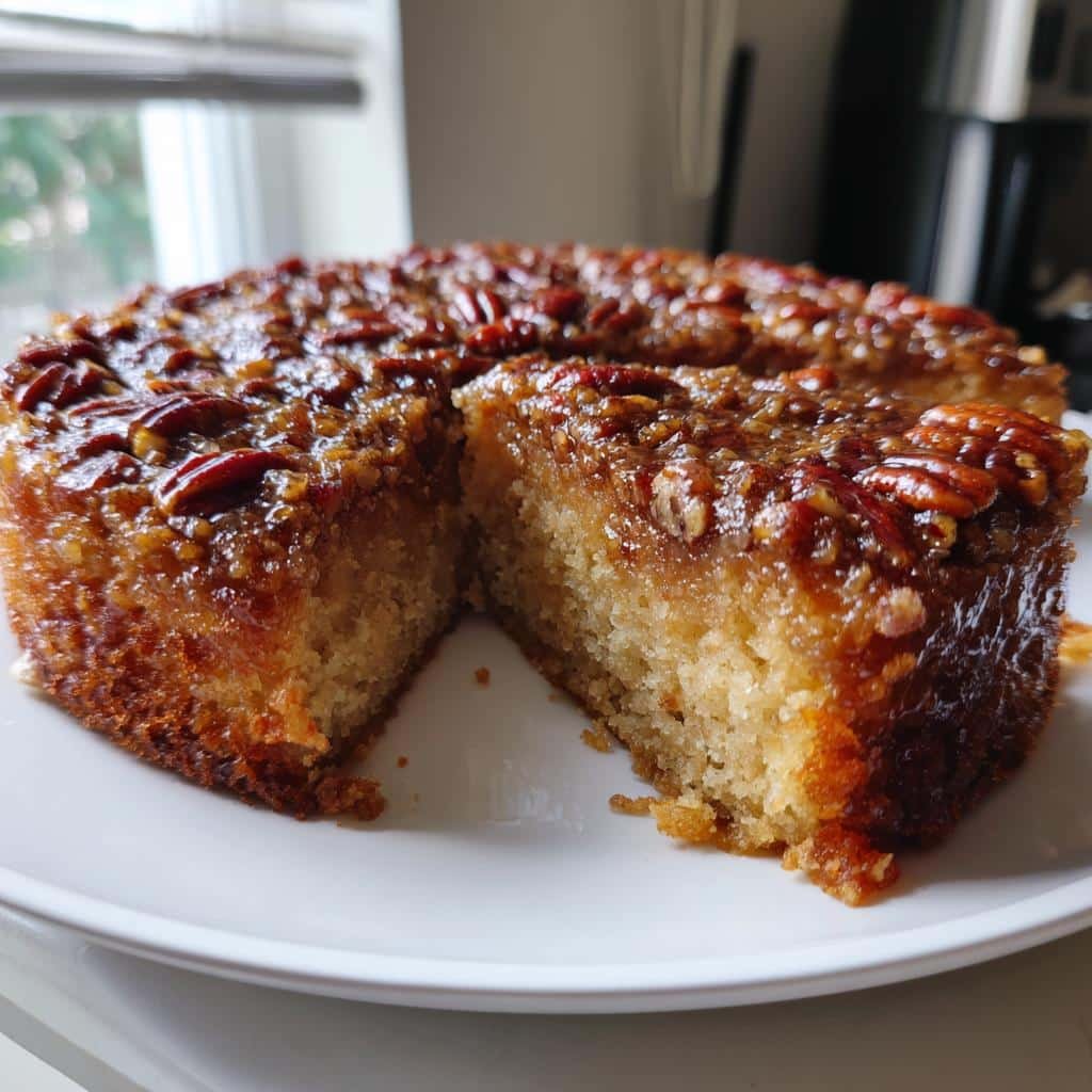 Air Fryer Quick Pecan Upside Down Cake