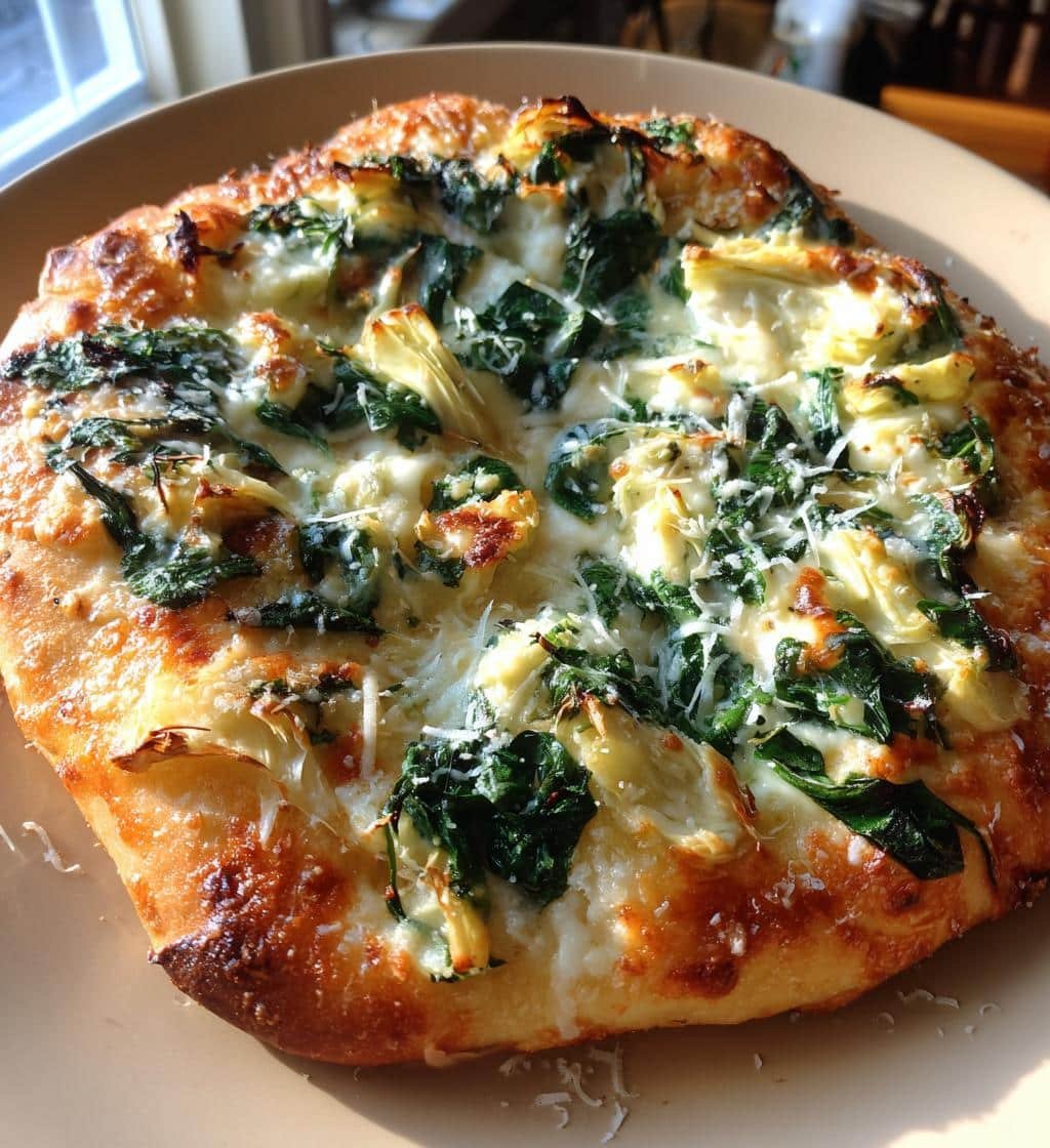 Air Fryer Spinach Artichoke Pizza