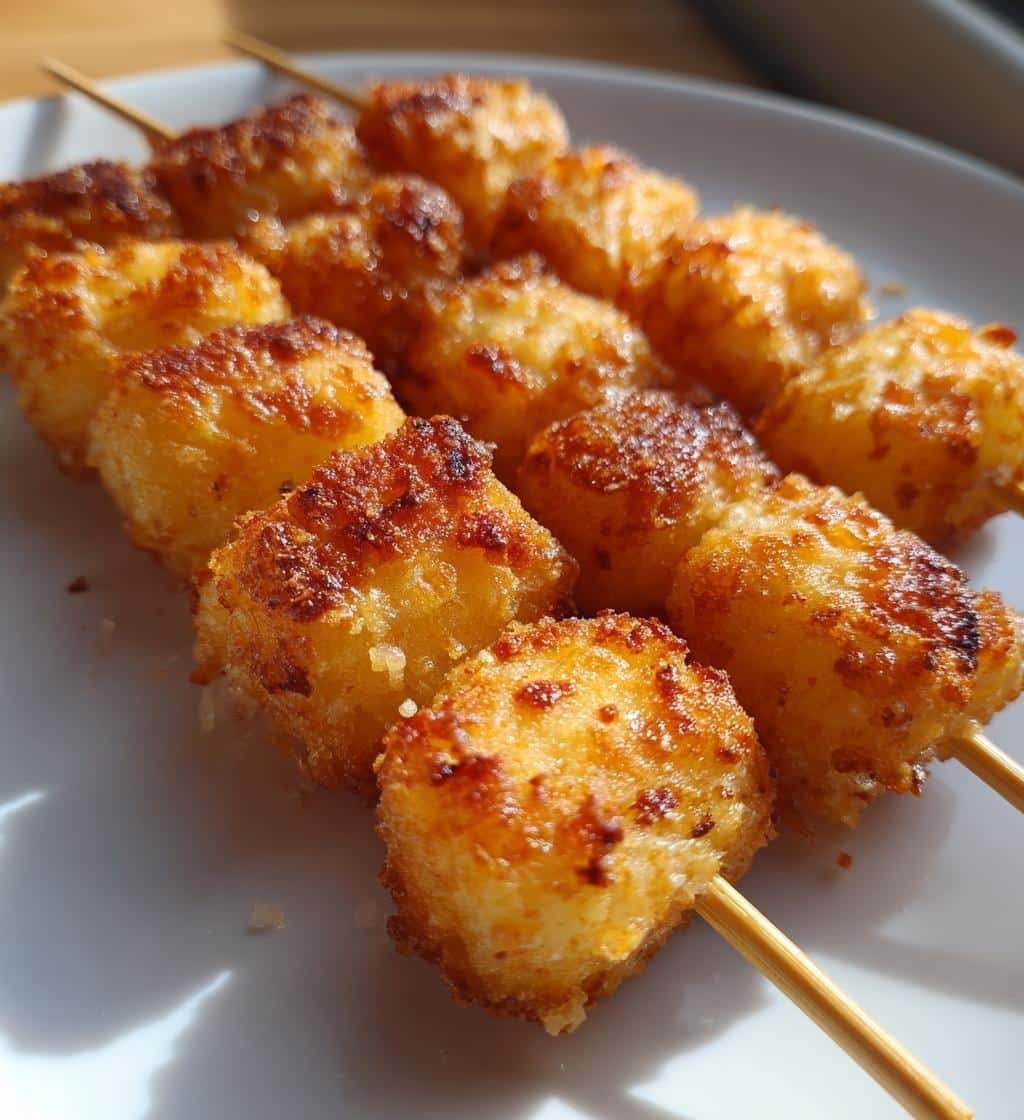 Air Fryer Tater tot skewer bites