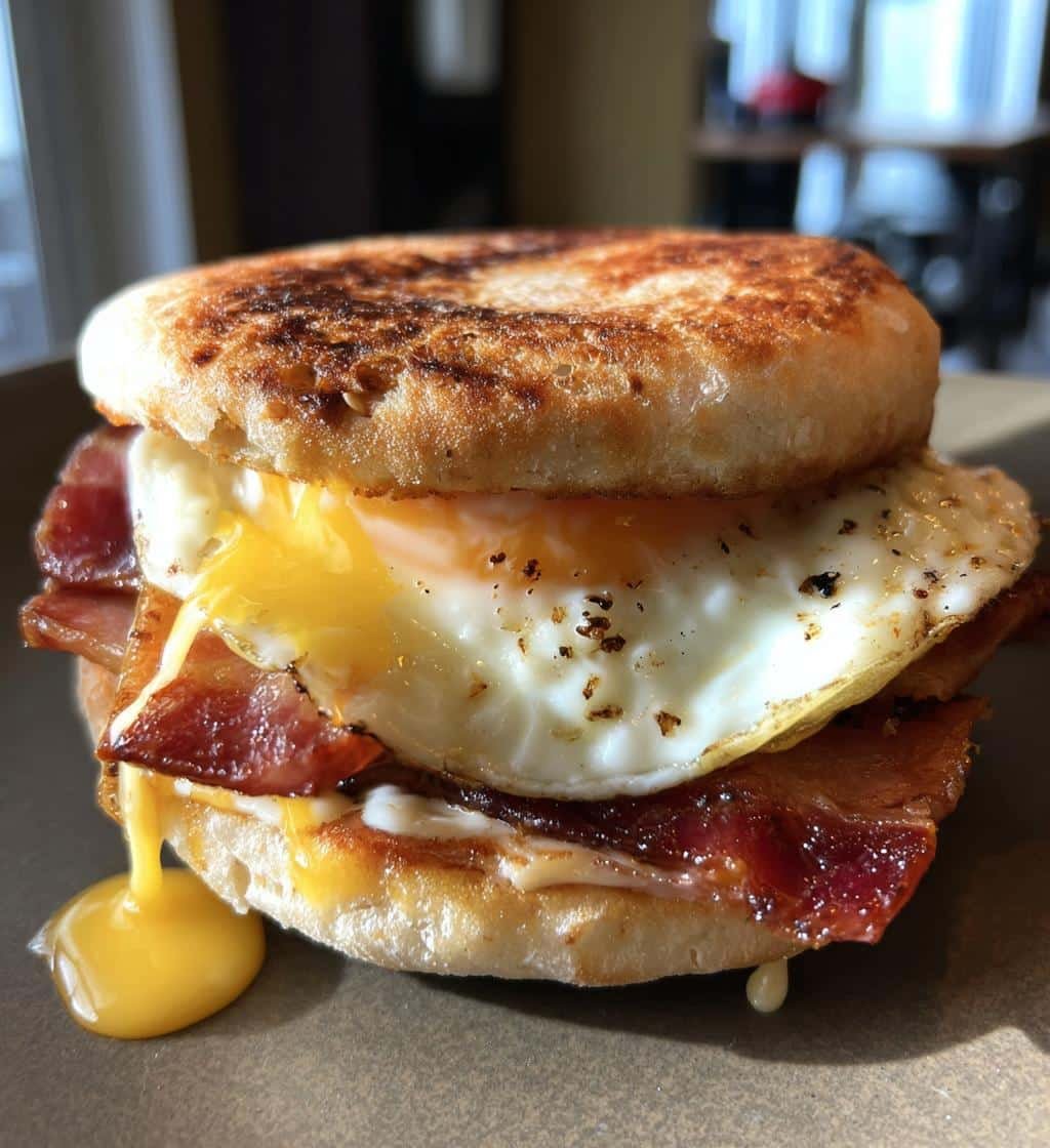 Air Fryer Canadian Bacon English Muffin Sandwich - detail 1