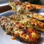 Air Fryer Cheesy Garlic Zucchini Steaks