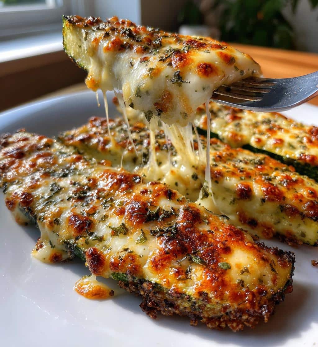 Air Fryer Cheesy Garlic Zucchini Steaks