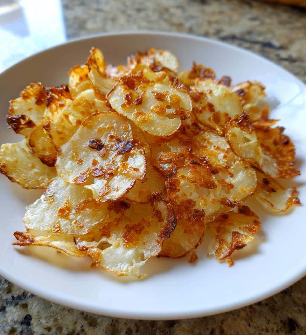 Air Fryer Crispy Charred Garlic Chips