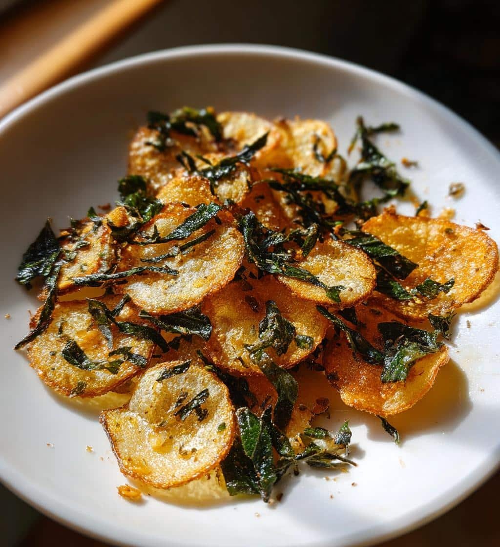 Air Fryer Crispy Garlic & Basil Chips