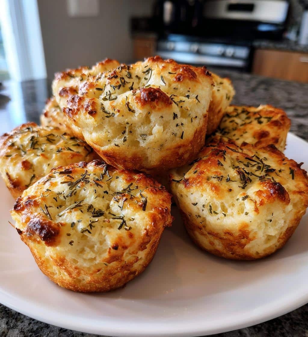 Air Fryer Garlic Rosemary Focaccia Muffins