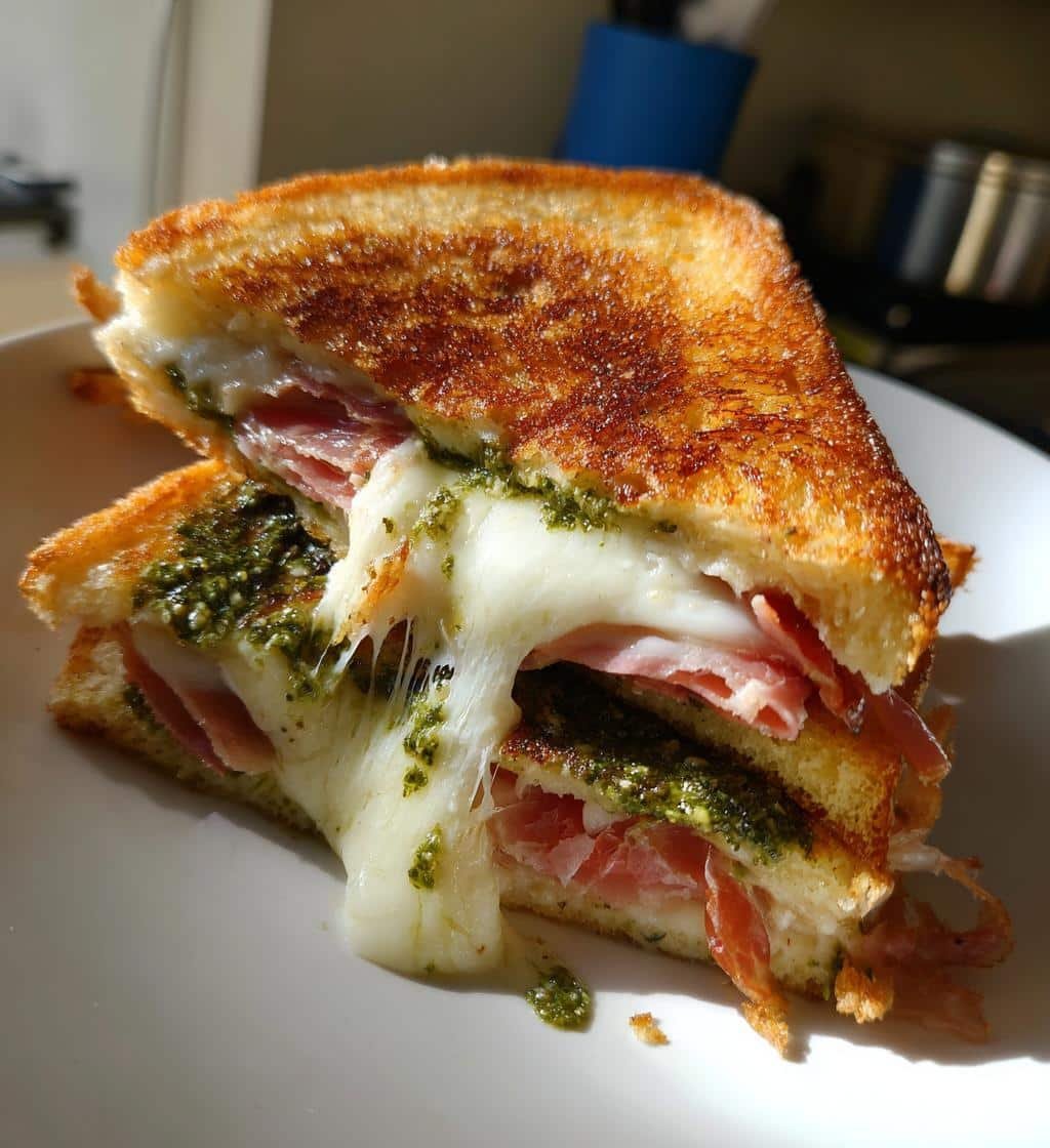 Air Fryer Grilled Cheese with Pesto & Prosciutto