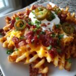 Air Fryer Loaded Waffle Fries Bacon Jalapeño