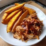 Air Fryer Pulled BBQ Chicken & Sweet Potato Wedges
