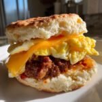 Air Fryer Spicy Chorizo Biscuit Breakfast Sandwich