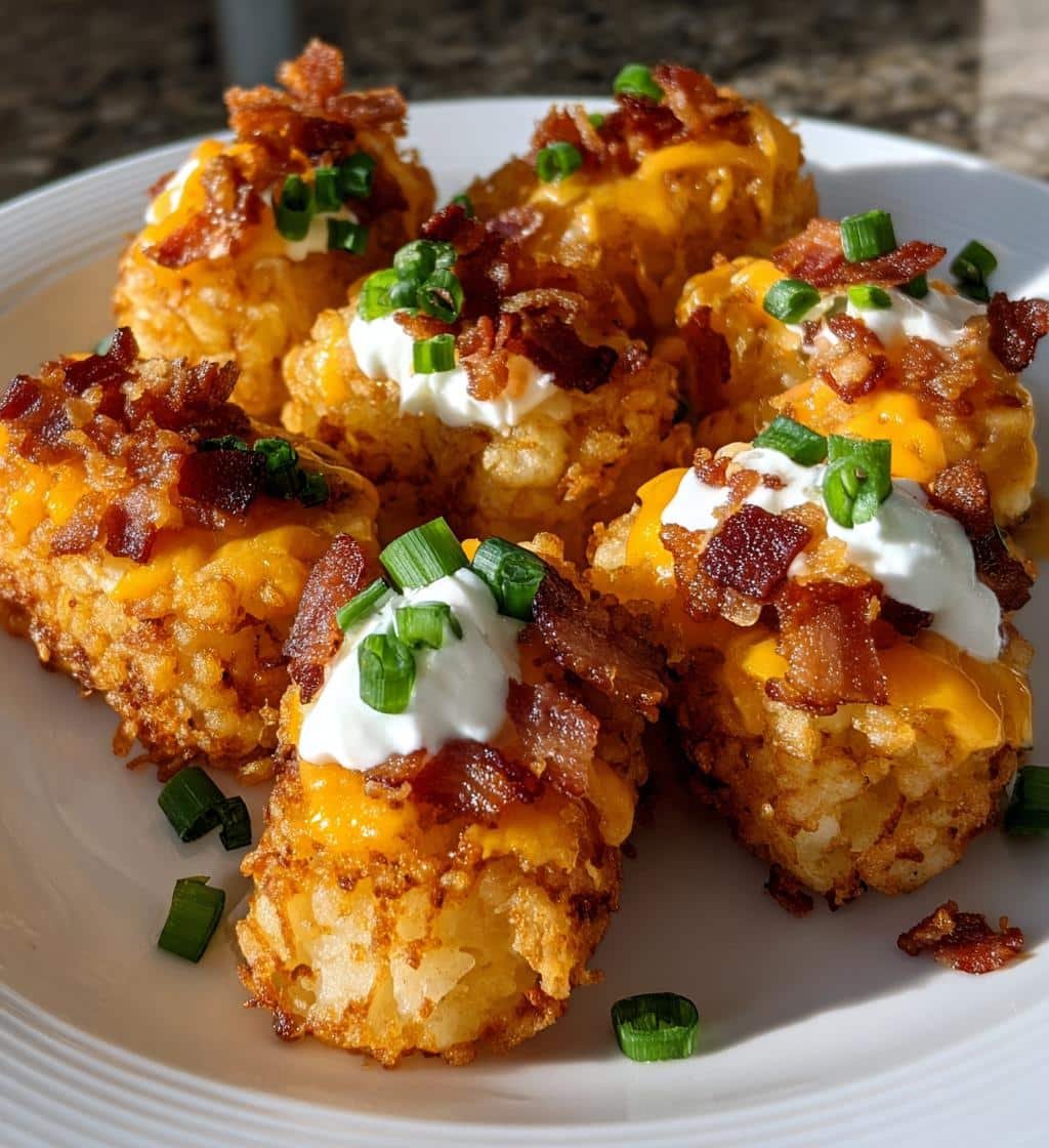 Air Fryer Tater Tots Loaded Bacon