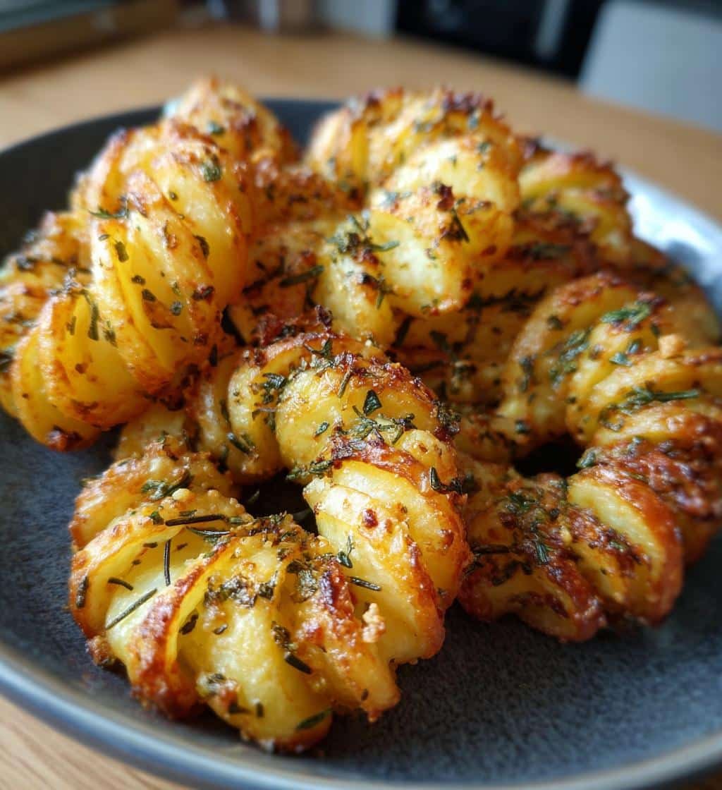 Air Fryer Tornado Potatoes with Garlic & Herbs