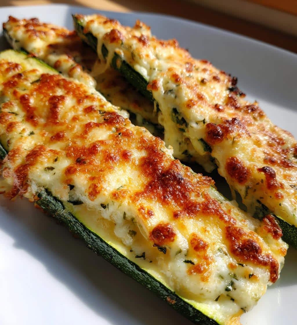 Air fryer Cheesy Garlic Zucchini Steaks - detail 1