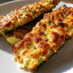 Air fryer Cheesy Garlic Zucchini Steaks