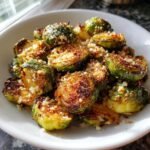 Air fryer Delicious Garlic Parmesan Roasted Brussels Sprouts