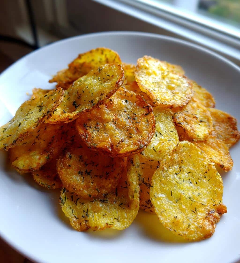 Air fryer Dill Pickle Garlic Powder Chips