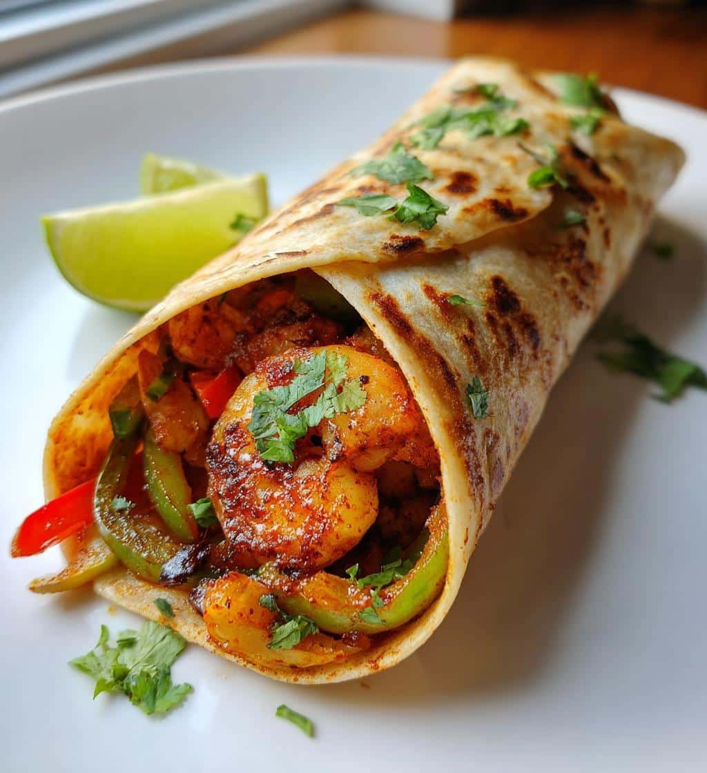 Air fryer Easy Shrimp Fajita Tortilla Wrap