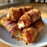 Air fryer Homemade Mozzarella Sticks - Bacon Wrapped