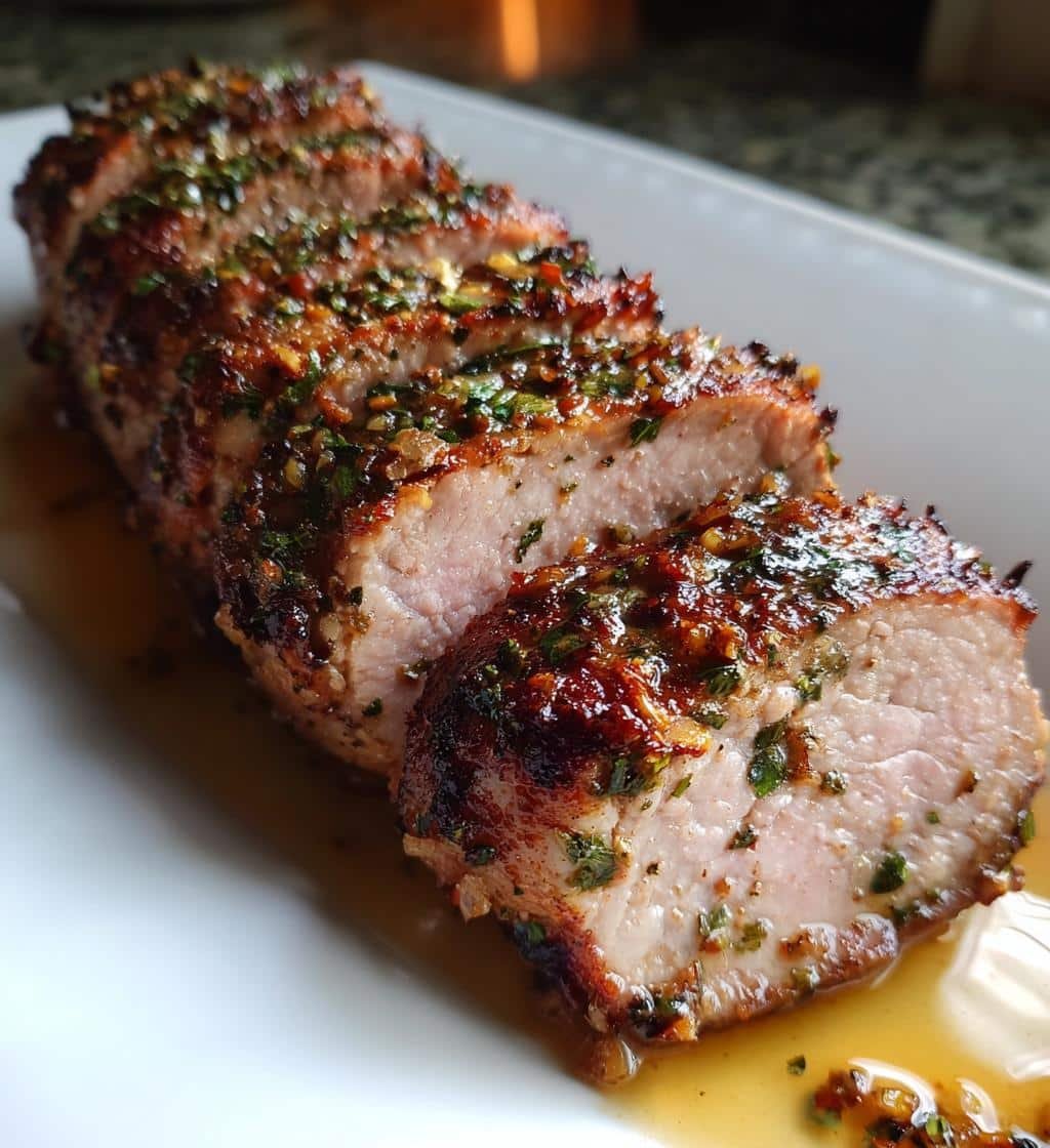 Air fryer Quick Pork Tenderloin Garlic Herb